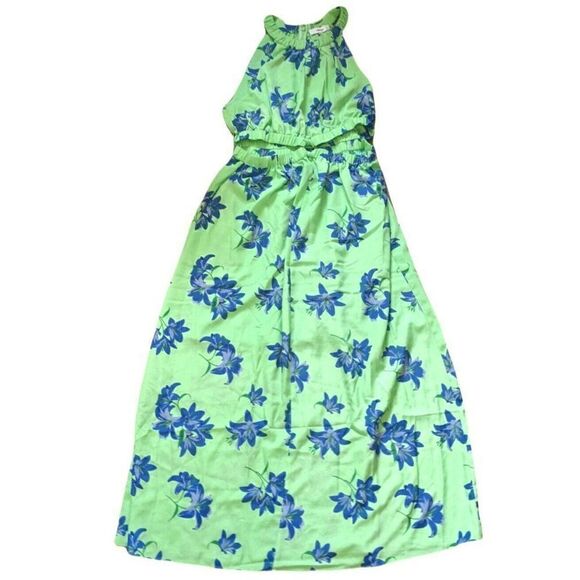 Likely Karrica Dress Pistachio Green Blue Floral Pockets Crepe Cutouts NWT 12 - Picture 2 of 10
